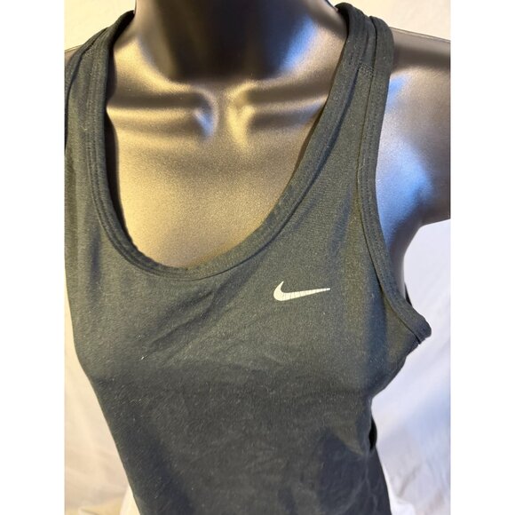 Nike Black Dri-Fit Black Racerback Tank Top Shirt Womens Small S Long Length - Picture 2 of 3